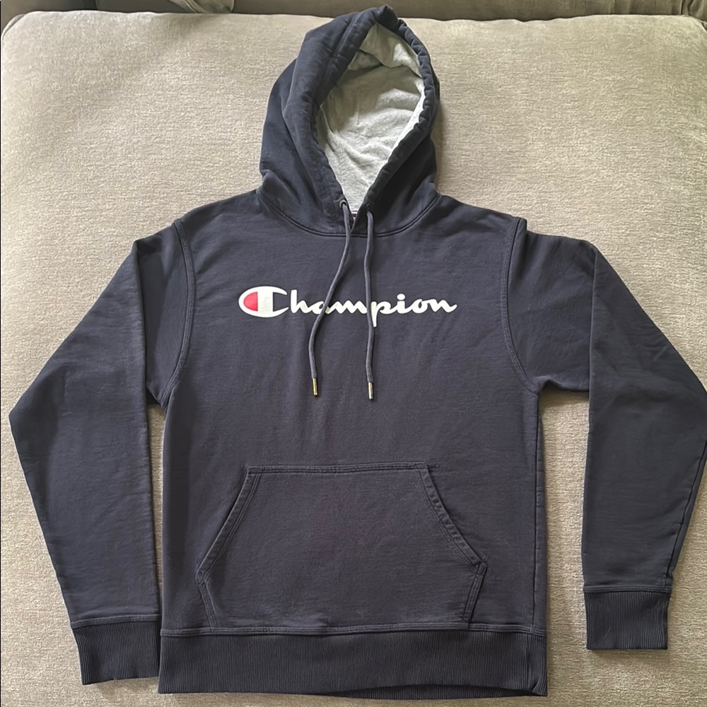 Champion Men’s Small Dark Blue Hoodie with Logo